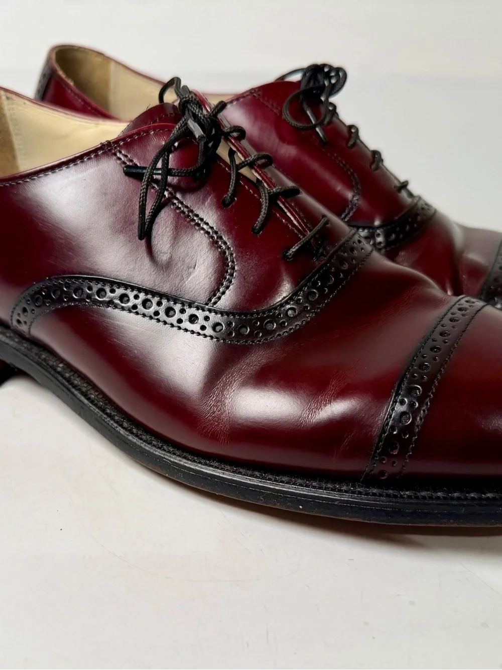 USA Bostonian Classics Burgundy Leather Cap Toe Oxford Dress Shoes, Size 10 D